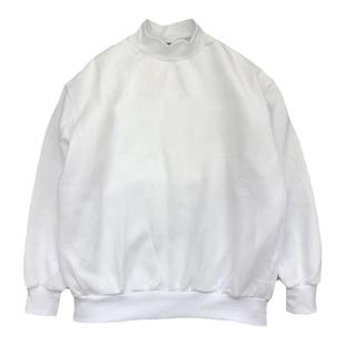 早春白色高领卫衣男国风纯色潮牌小高领男款无帽纯棉男生衣服上衣