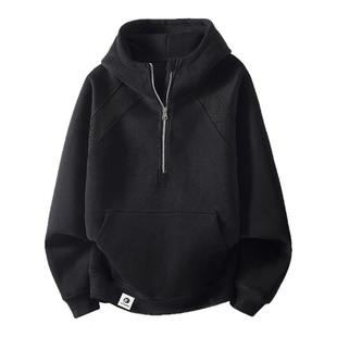 PLAY BOBONUS小众美式半拉链重磅纯色宽松潮牌卫衣情侣男女秋冬