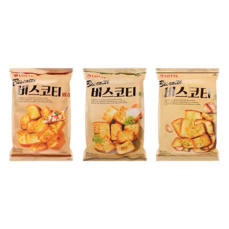 LOTTE韩国进口乐天烤面包片蒜香披萨葱香奶油面包干零食代餐早餐