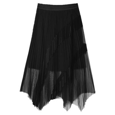 网纱中长裙纯色半身裙