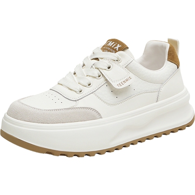 天美意厚底增高面包小白鞋加绒运动板鞋女鞋子休闲鞋2025秋季新款