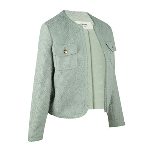 CELINE赛琳女士纯色圆领休闲长袖羊毛夹克外套女春秋推选