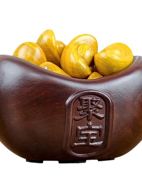 黑檀实木雕刻聚宝盆招财聚财