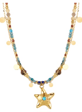 DH7蛋黄石鳞灰石海星吊坠项链