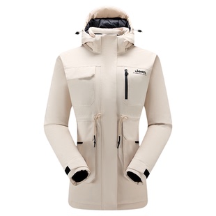 【零下25度】Jeep吉普冬季羽绒冲锋衣女防风防水中长款加厚羽绒服