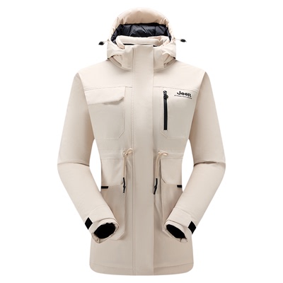 Jeep吉普中长款防水羽绒冲锋衣女