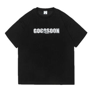 田嘉瑞同款GOGOSOON夏季新款短袖T恤260g男速干凉感做旧印花宽松Q