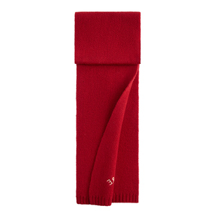 Navigare意大利小帆船100%羊毛围巾红色经典百搭保暖围脖本命年