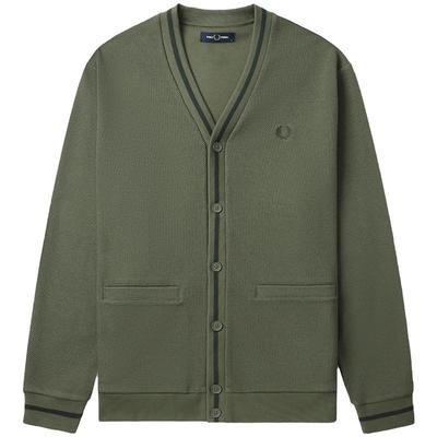 FRED PERRY男士休闲针织衫冬季商务绅士开衫V领麦穗长袖M2654