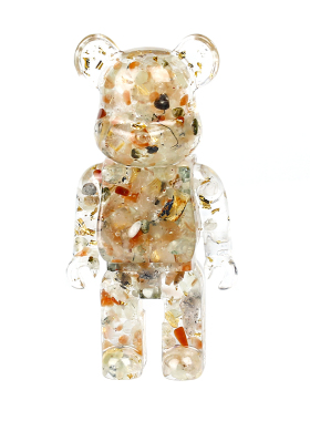 外贸天然水晶碎石暴力熊桌面摆件装饰树脂工艺品bearbrick150%