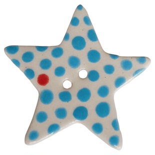 36mm一颗价英国Stockwell松石蓝波点1个红色波点星星陶瓷纽扣