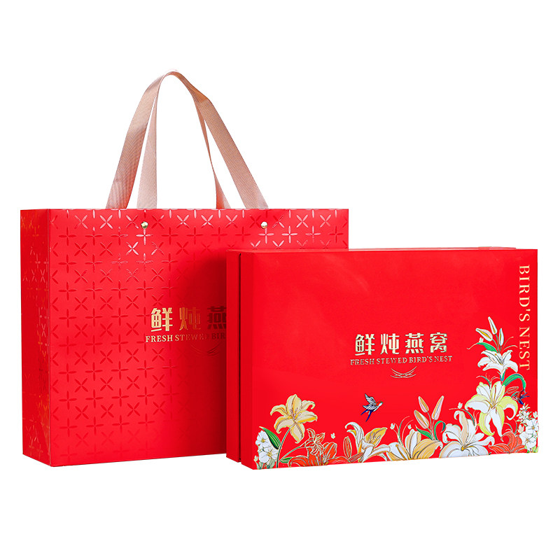 鲜炖即食燕窝包装盒红色喜庆高档50/75/100ml现炖燕窝礼品盒定制