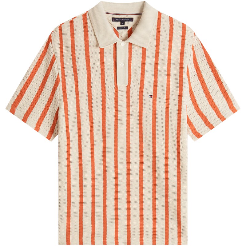 Tommy男装纯棉肌理宽松针织POLO