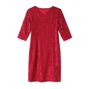 年轻喜婆婆婚宴装妈妈婚礼服高贵夫人高端洋气红色旗袍连衣裙秋冬