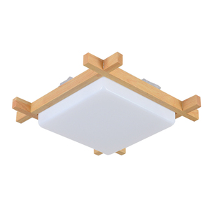 led吸顶灯创意实木灯简约正方形客厅灯现代书房餐厅灯温馨卧室灯