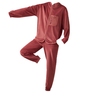 拉链款睡衣女秋冬季红色保暖珊瑚绒家居服加绒加厚海岛绒大码套装