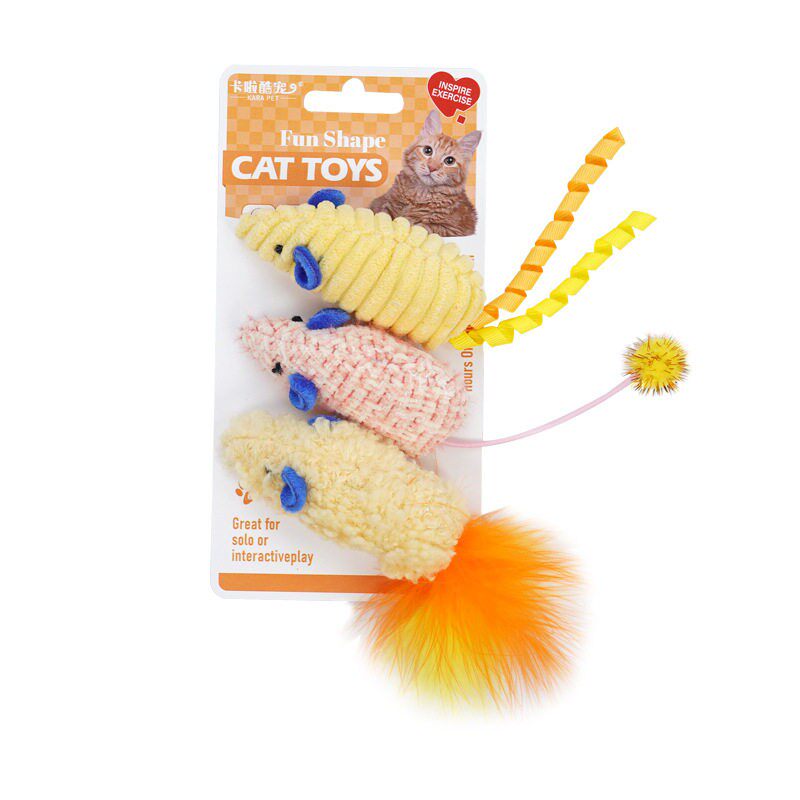 猫咪仿真老鼠三只装自嗨解闷玩具