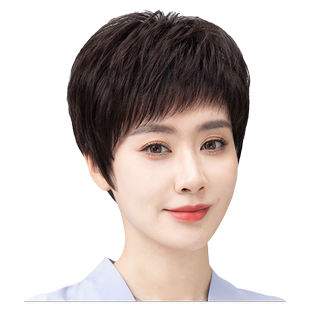 假发全头套女真人发丝短发无痕隐形自然假发套中老年女士妈妈款