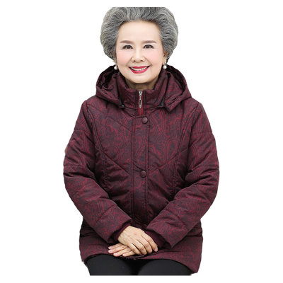 外套大码宽松老太太羽绒棉服