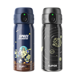 苏泊尔儿童保温杯指纹水杯男童女孩上学专用小学生饮水壶吸管杯子