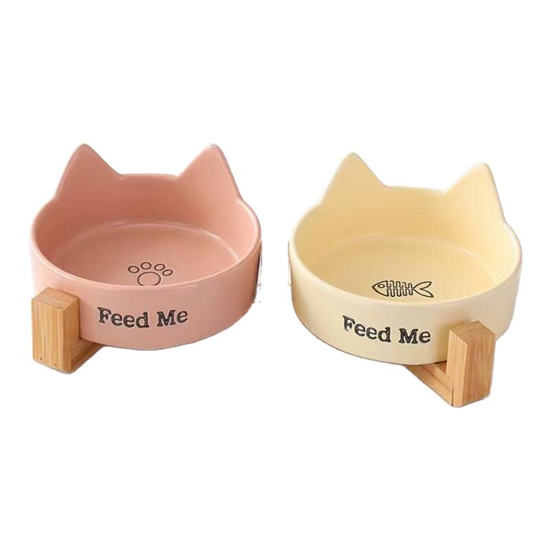 猫碗陶瓷猫食盆宠物碗喝水碗粮碗一体猫咪饭碗狗狗碗不易打翻护颈