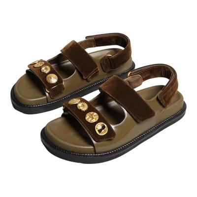 手工扣牛皮防滑鞋底女凉鞋女鞋