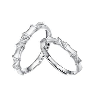 周大生情侣对戒竹节活口戒指纯银可调节大小圈口生日礼物送女友