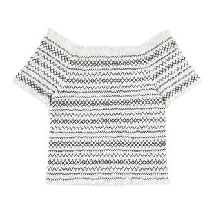 MOUSSY 夏季甜美日系风荷叶边一字领上衣女010HSC80-1511