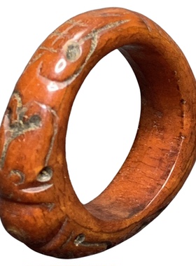 民族风配饰牛骨跑环圈佛珠文玩雕刻双龙卡子驼骨吊坠挂坠戒指扳指