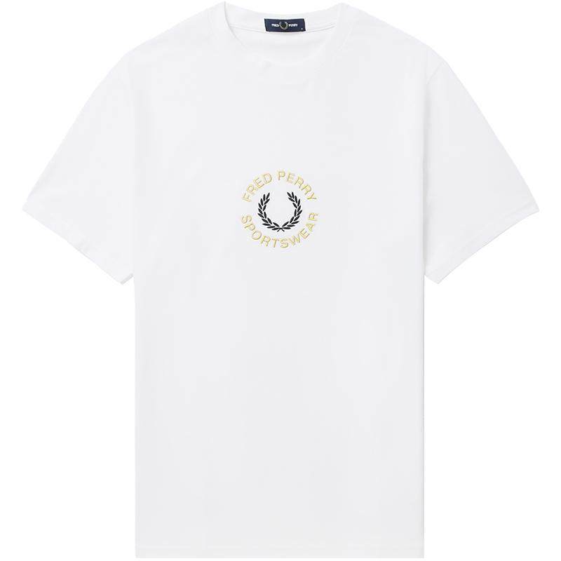 FRED PERRY男士休闲T恤夏季圆领套头字母麦穗刺绣短袖衫M9908