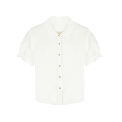 法式复古娃娃领短袖宽松衬衫