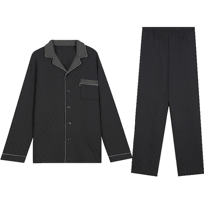 秋鹿千鸟格空气棉睡衣男款保暖