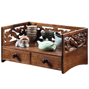 泰吉利实木茶杯置物架桌上中式茶具收纳架茶台茶盘收纳盒都承盘