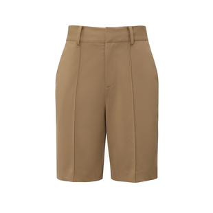 LESS春秋裤子女休闲简约缎面高腰基础卡其色直筒中裤2N7E14340