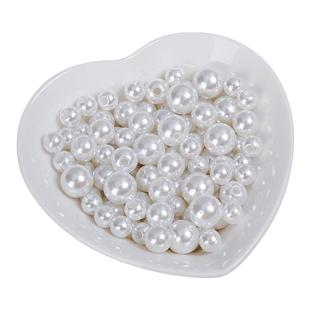 高亮半孔米白纯白色仿珍珠串花杆皮筋单孔仿珍珠饰品配件diy散珠