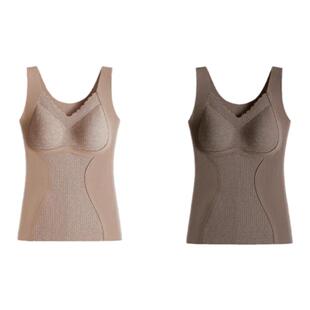 曼娜莎新品同款加绒保暖背心内衣女士双面德绒无痕加厚免穿文胸收