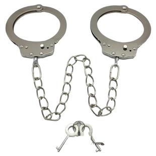 玩具手铐儿童加厚道具男女情侣银手镯铁手扣不锈钢合金脚铐脚镣锁