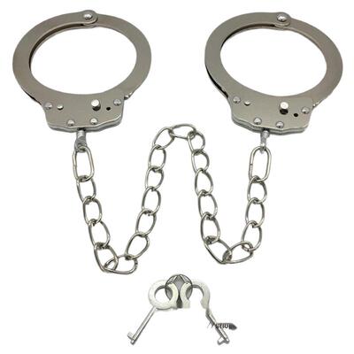 玩具手铐儿童加厚道具男女情侣银手镯铁手扣不锈钢合金脚铐脚镣锁