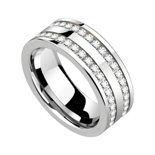 轻奢男士食指满天星锆石戒指潮男款满钻钨金男女指环排钻小众男戒