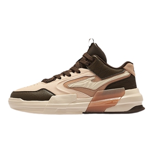 丹霞鸿星尔克高帮休闲板鞋2026秋季新款男款厚底运动鞋复古男鞋黑