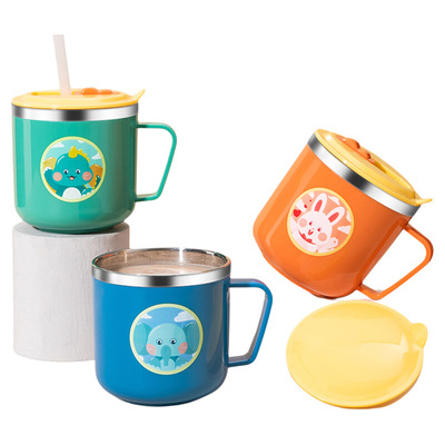 宝宝喝水杯吸管杯杯子儿童喝奶刻度牛奶一岁以上不锈钢家用学饮杯