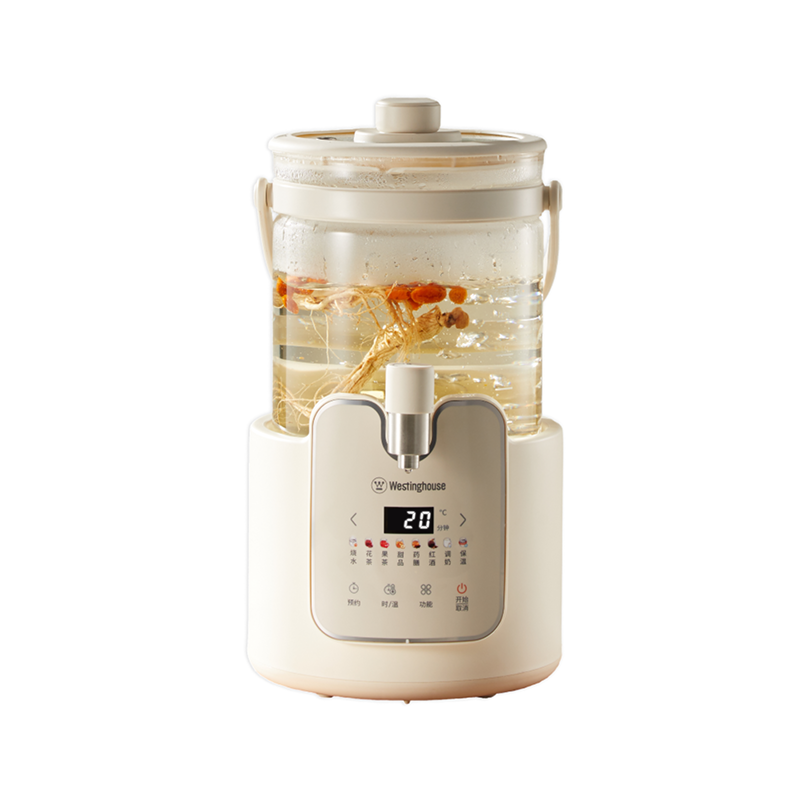 西屋全玻璃水龙头花茶桶养生壶3L