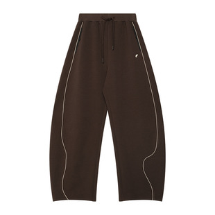 半圆原创设计师女装[运动]2025秋冬加绒加厚直筒休闲裤子女弯刀裤