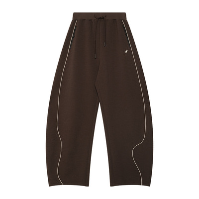 半圆原创设计师女装[运动]2025秋冬加绒加厚直筒休闲裤子女弯刀裤