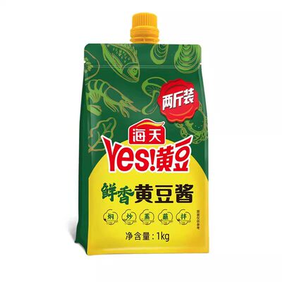 海天鲜香黄豆酱1kg挤挤袋装拌饭拌面点蘸酱料下饭酱炒菜厨房烹饪m