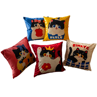 卡通猫猫四季通用抱枕设计师款可爱风沙发靠枕卧室抱枕可拆洗枕头