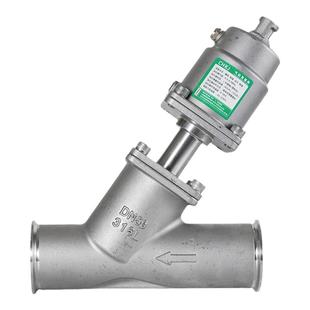 快装式Y型卡箍蒸汽耐高温304不锈钢气动角座阀可配电磁阀电压220V