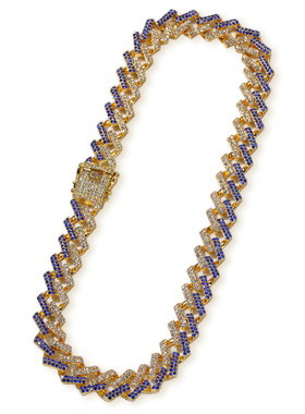 美式菱形满钻古巴项链