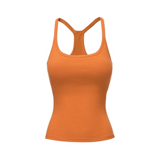 LAVN 橙色吊带背心女夏季遮副乳防走光带胸垫外穿挂脖背心上衣