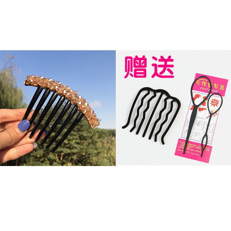 日款水晶发簪梳子防滑E插梳头饰新韩百搭头饰倒插发夹边夹发夹简